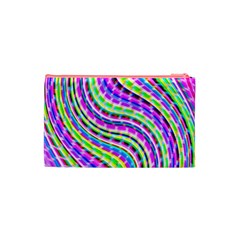 Neon Trippy Swirls Twirls Design Cosmetic Bag (Small) from ArtsNow.com Back