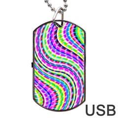 Neon Trippy Swirls Twirls Design Dog Tag USB Flash (Two Sides) from ArtsNow.com Front