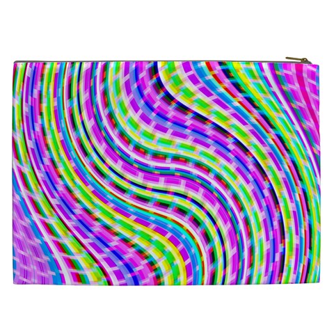 Neon Trippy Swirls Twirls Design Cosmetic Bag (XXL) from ArtsNow.com Back