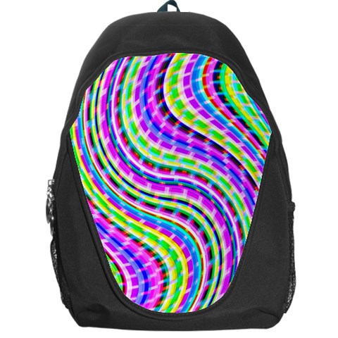 Neon Trippy Swirls Twirls Design Backpack Bag from ArtsNow.com Front