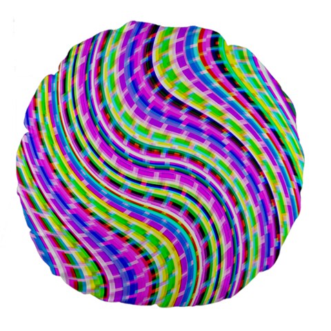 Neon Trippy Swirls Twirls Design Large 18  Premium Round Cushions from ArtsNow.com Front