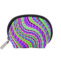 Neon Trippy Swirls Twirls Design Accessory Pouch (Small) from ArtsNow.com Front