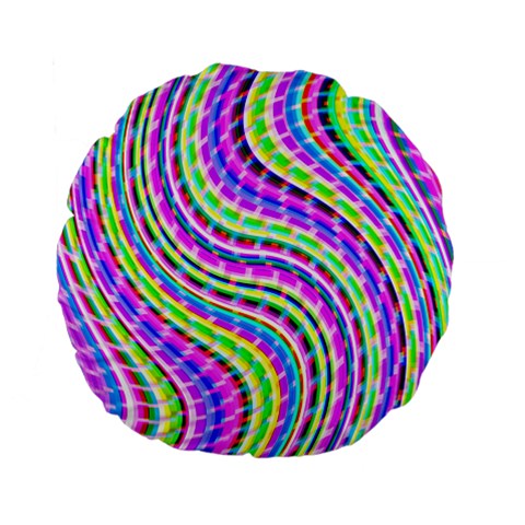 Neon Trippy Swirls Twirls Design Standard 15  Premium Flano Round Cushions from ArtsNow.com Front