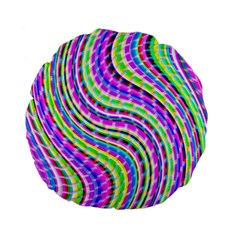 Neon Trippy Swirls Twirls Design Standard 15  Premium Flano Round Cushions from ArtsNow.com Back