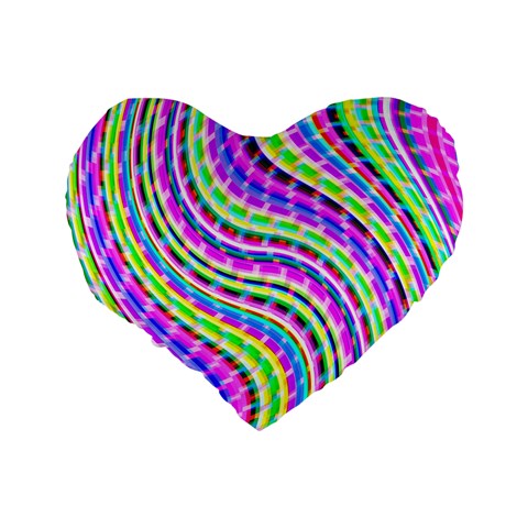 Neon Trippy Swirls Twirls Design Standard 16  Premium Flano Heart Shape Cushions from ArtsNow.com Back