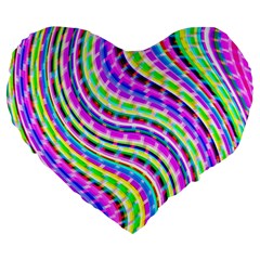 Neon Trippy Swirls Twirls Design Large 19  Premium Flano Heart Shape Cushions from ArtsNow.com Front