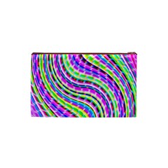 Neon Trippy Swirls Twirls Design Cosmetic Bag (XS) from ArtsNow.com Back