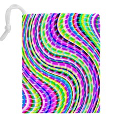 Neon Trippy Swirls Twirls Design Drawstring Pouch (4XL) from ArtsNow.com Back