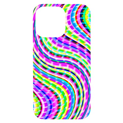 Neon Trippy Swirls Twirls Design iPhone 14 Pro Max Black UV Print Case from ArtsNow.com Front