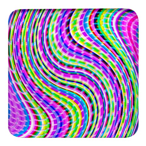 Neon Trippy Swirls Twirls Design Square Glass Fridge Magnet (4 pack) from ArtsNow.com Front