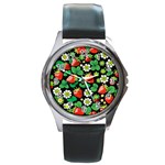 Strawberries Pattern Round Metal Watch