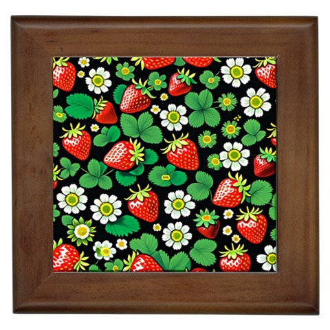 Strawberries Pattern Framed Tile from ArtsNow.com Front