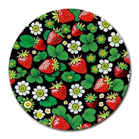 Strawberries Pattern Round Mousepad from ArtsNow.com Front