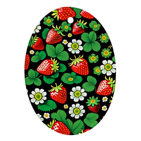 Strawberries Pattern Ornament (Oval) from ArtsNow.com Front