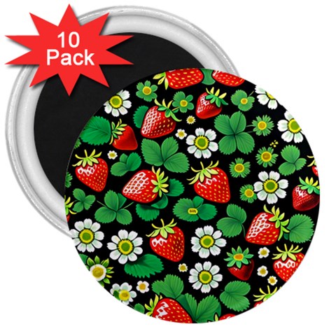 Strawberries Pattern 3  Magnets (10 pack)  from ArtsNow.com Front