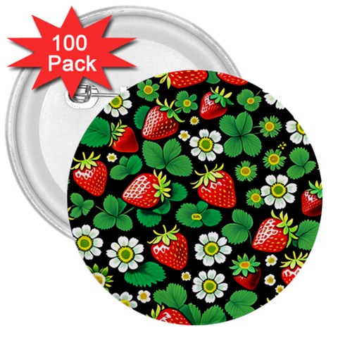 Strawberries Pattern 3  Buttons (100 pack)  from ArtsNow.com Front