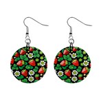 Strawberries Pattern Mini Button Earrings