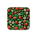 Strawberries Pattern Rubber Coaster (Square)