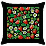 Strawberries Pattern Throw Pillow Case (Black)