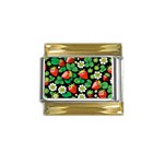 Strawberries Pattern Gold Trim Italian Charm (9mm)