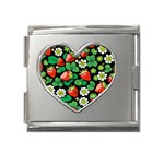 Strawberries Pattern Mega Link Heart Italian Charm (18mm)