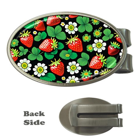 Strawberries Pattern Money Clips (Oval)  from ArtsNow.com Front