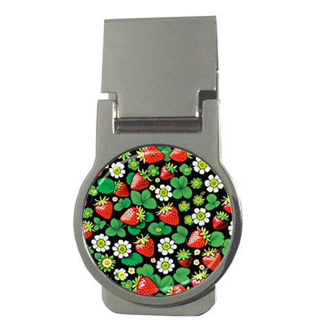 Strawberries Pattern Money Clips (Round)  from ArtsNow.com Front