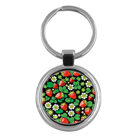 Strawberries Pattern Key Chain (Round) from ArtsNow.com Front