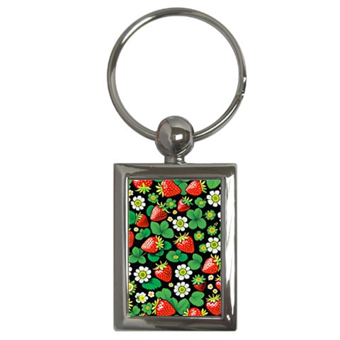 Strawberries Pattern Key Chain (Rectangle) from ArtsNow.com Front