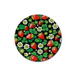 Strawberries Pattern Rubber Coaster (Round)