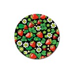 Strawberries Pattern Magnet 3  (Round)