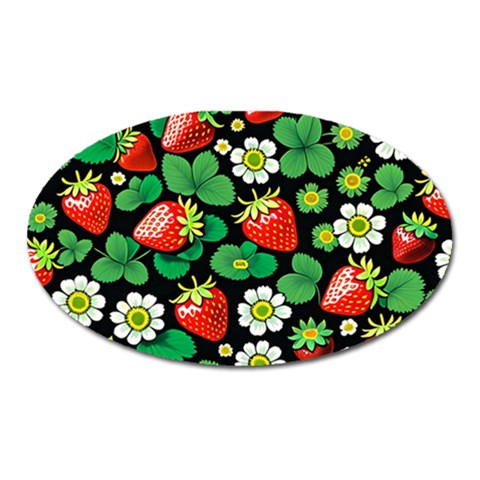 Strawberries Pattern Oval Magnet from ArtsNow.com Front