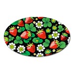 Strawberries Pattern Oval Magnet