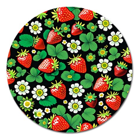 Strawberries Pattern Magnet 5  (Round) from ArtsNow.com Front