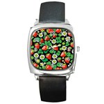 Strawberries Pattern Square Metal Watch