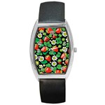 Strawberries Pattern Barrel Style Metal Watch