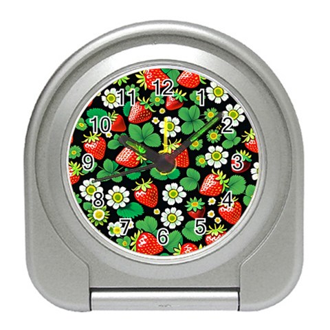 Strawberries Pattern Travel Alarm Clock from ArtsNow.com Front