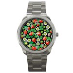 Strawberries Pattern Sport Metal Watch