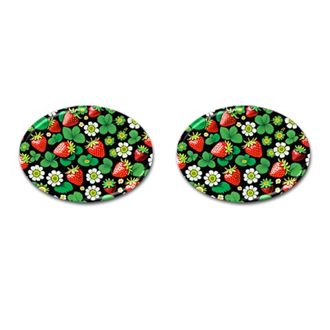 Strawberries Pattern Cufflinks (Oval) from ArtsNow.com Front(Pair)