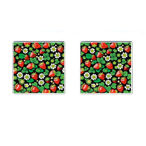 Strawberries Pattern Cufflinks (Square) from ArtsNow.com Front(Pair)