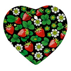 Strawberries Pattern Heart Ornament (Two Sides) from ArtsNow.com Front