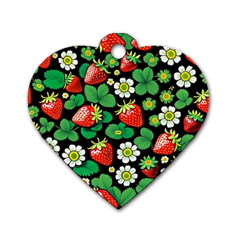 Strawberries Pattern Dog Tag Heart (One Side) from ArtsNow.com Front