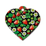 Strawberries Pattern Dog Tag Heart (One Side)