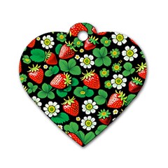 Strawberries Pattern Dog Tag Heart (Two Sides) from ArtsNow.com Front