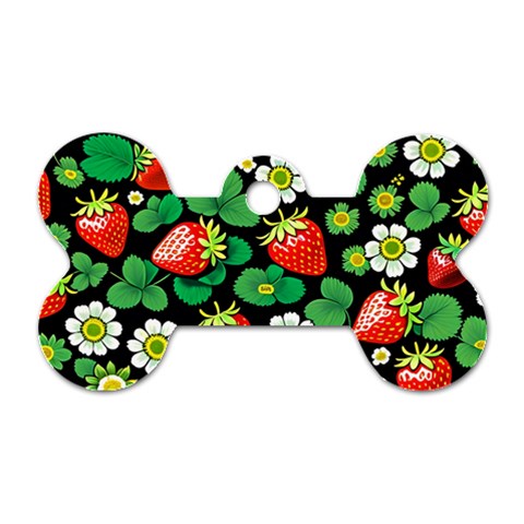 Strawberries Pattern Dog Tag Bone (One Side) from ArtsNow.com Front