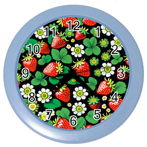 Strawberries Pattern Color Wall Clock from ArtsNow.com Front