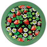 Strawberries Pattern Color Wall Clock