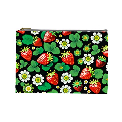 Strawberries Pattern Cosmetic Bag (Large) from ArtsNow.com Front