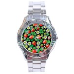 Strawberries Pattern Stainless Steel Analogue Watch