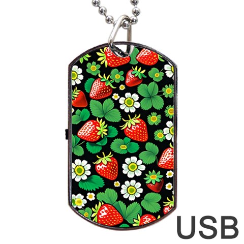 Strawberries Pattern Dog Tag USB Flash (One Side) from ArtsNow.com Front